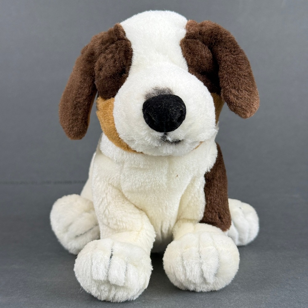 Dakin Jake Saint Bernard Dog Plush Toy, Brown White Tan Stuffed Animal 7"